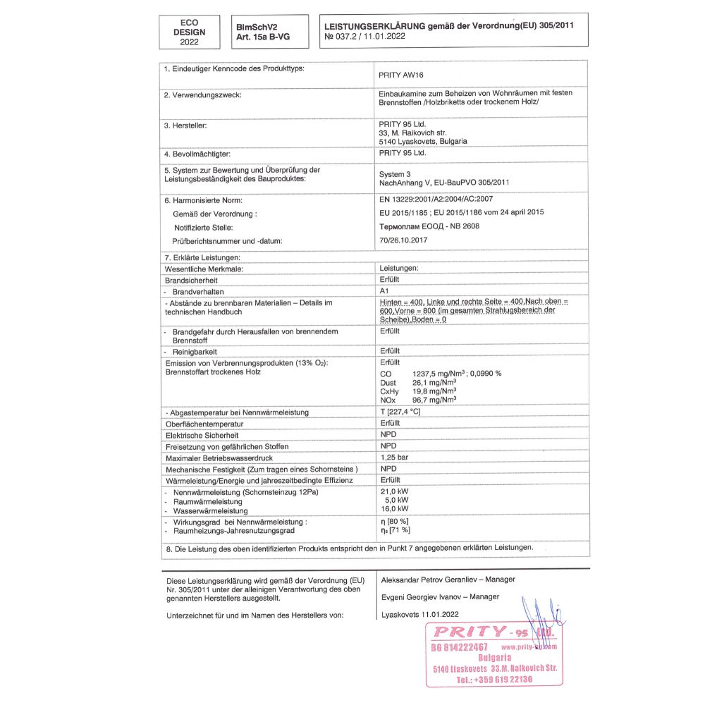 Kamineinsatz Wasserführend, Kamin Prity, Modell A W16, Leistung 21kW, Eckplatzierung | Kamineinsatz | Kamin |