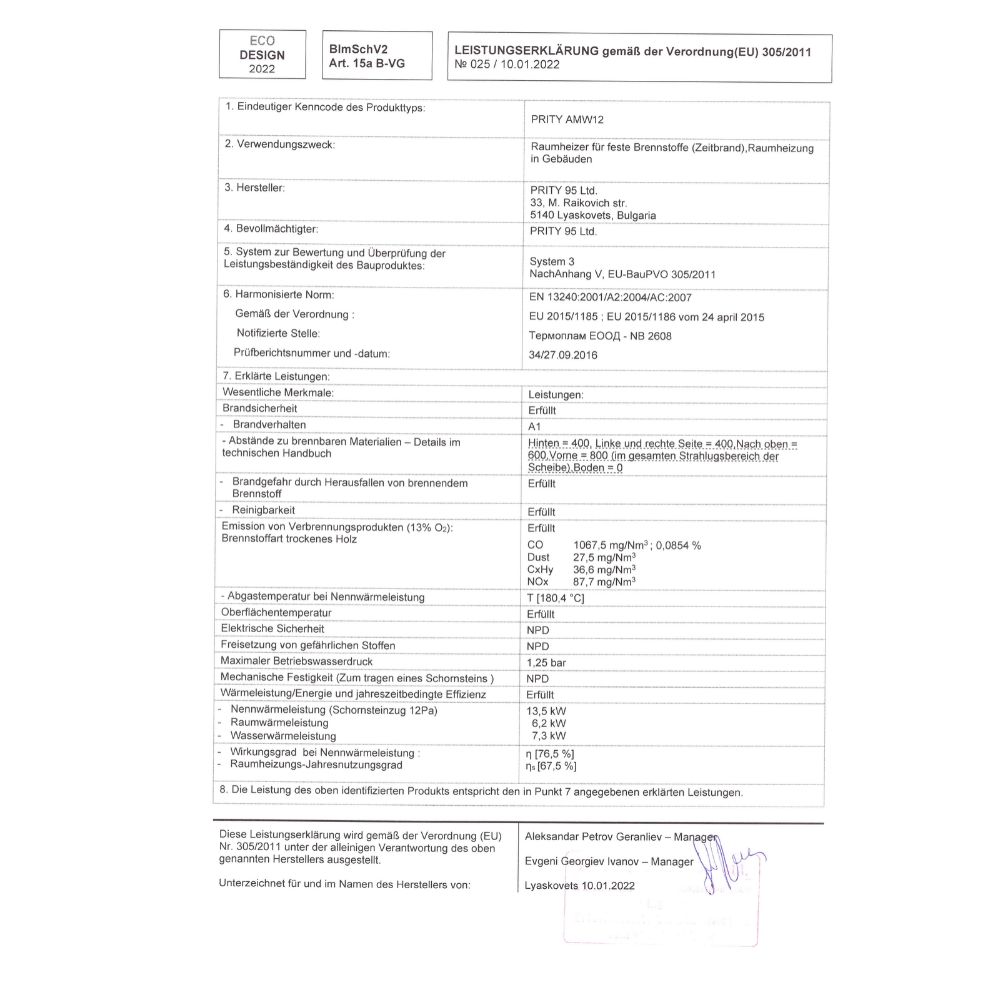 Kaminofen, Holzofen Wasserführend Prity, Modell AM W12, Leistung 13.5kW, Eckplatzierung | Wasserführender kaminofen | Kaminofen |