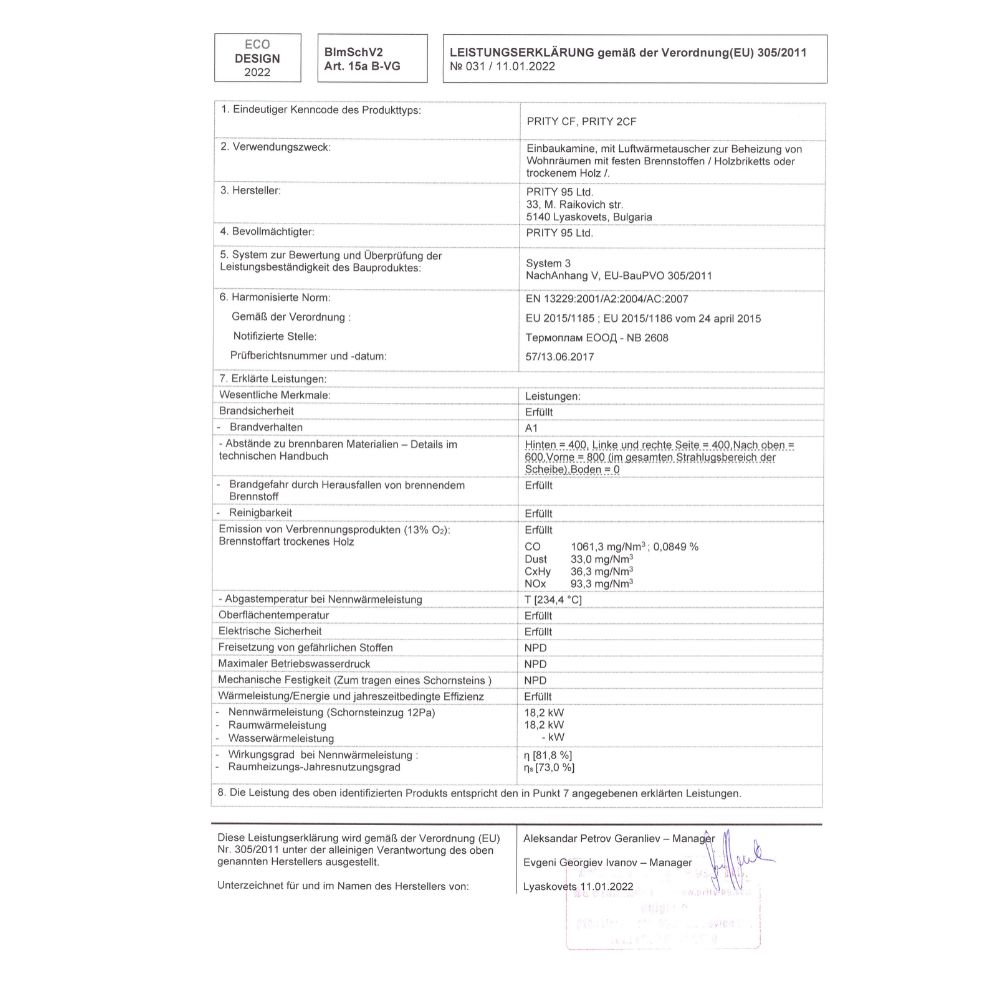 Kamineinsatz, Kamin Prity, Modell CF, Leistung 18.2kW, Gebläse, Gusseisentür | Kamin | Kamineinsatz |