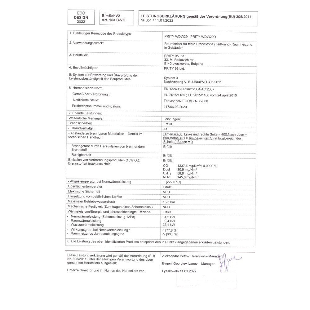 Kaminofen, Holzofen Wasserführend Prity, Modell WD W29 D, Leistung 31.5kW | Wasserführender kaminofen | Kaminofen |
