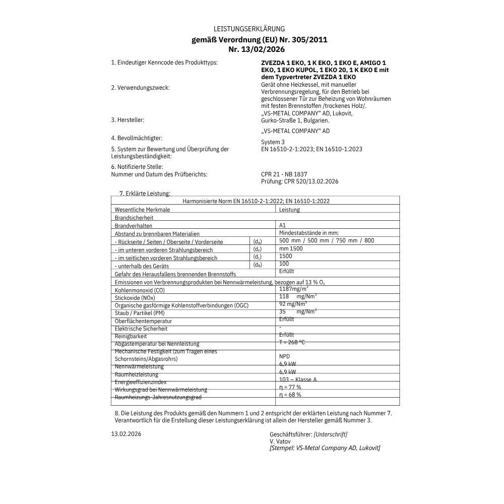 Kaminofen, Holzofen Zvezda, Modell 1 Eko, Leistung 6.9kW | Holzofen | Kaminofen |