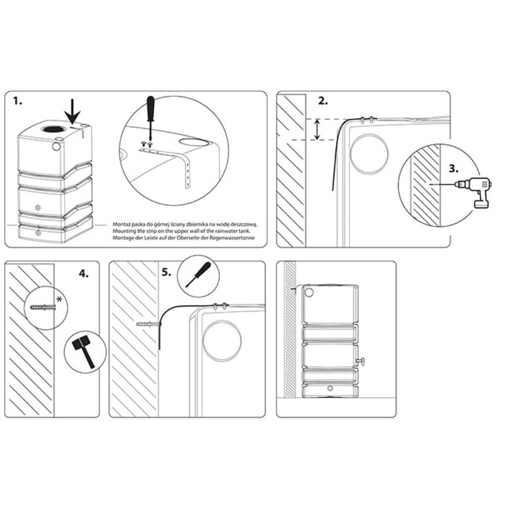 Regenwassertank Prosperplast Arves Wall Stone, 400L, Anthrazit |  |  |