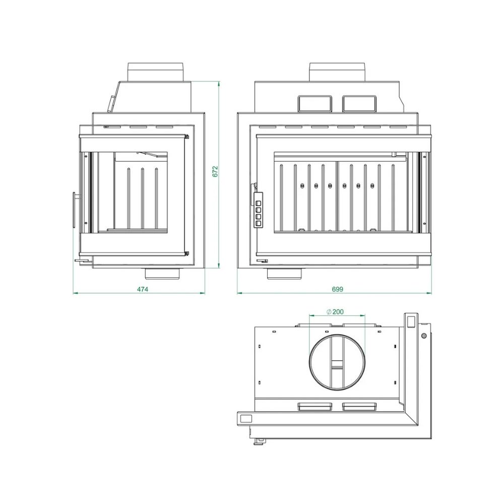 Kamin UNIFLAM 600 DURO S mit Luftzufuhr, rechte Seite, 11 kW | Kamineinsatz | Kamin |