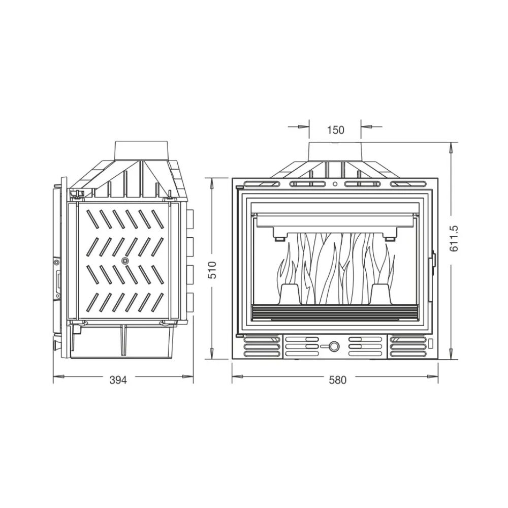 Kamin UNIFLAM 600 ECO mit Drosselklappe und Luftzufuhr, 8 kW | Kamineinsatz | Kamin |