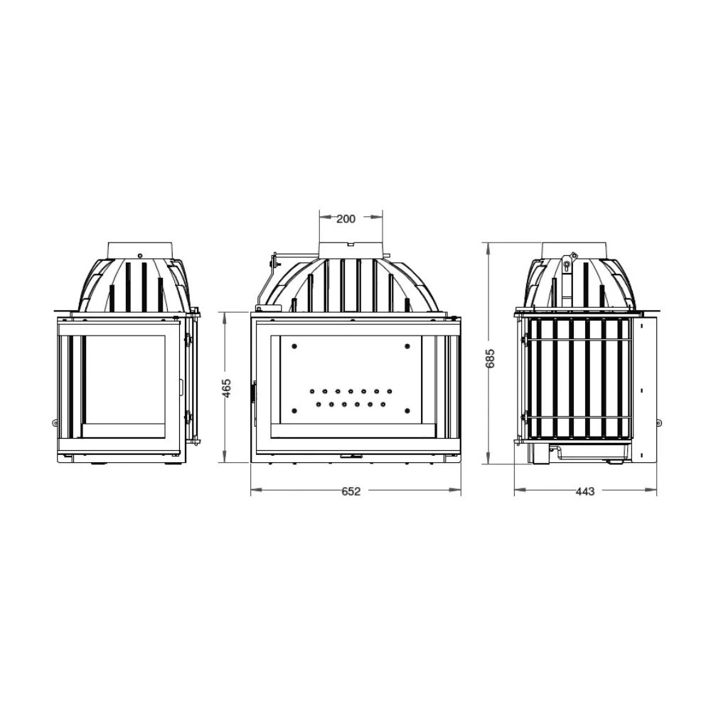 Kamin UNIFLAM 700 PLUS ECO mit Drosselklappe, rechte Seite, 9 kW | Kamineinsatz Modern | Kamin |