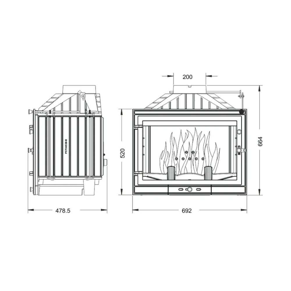 Kamin UNIFLAM 700 STANDARD ECO mit Drosselklappe, 10 kW | Kamineinsatz Modern | Kamin |