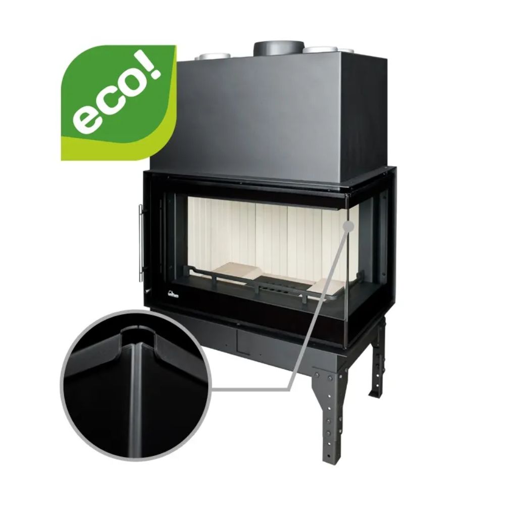 Kamin UNIFLAM 860 EVO PBS mit Luftkanälen und Luftzufuhr, rechte Seite, 15 kW | Kamineinsatz | Kamin |