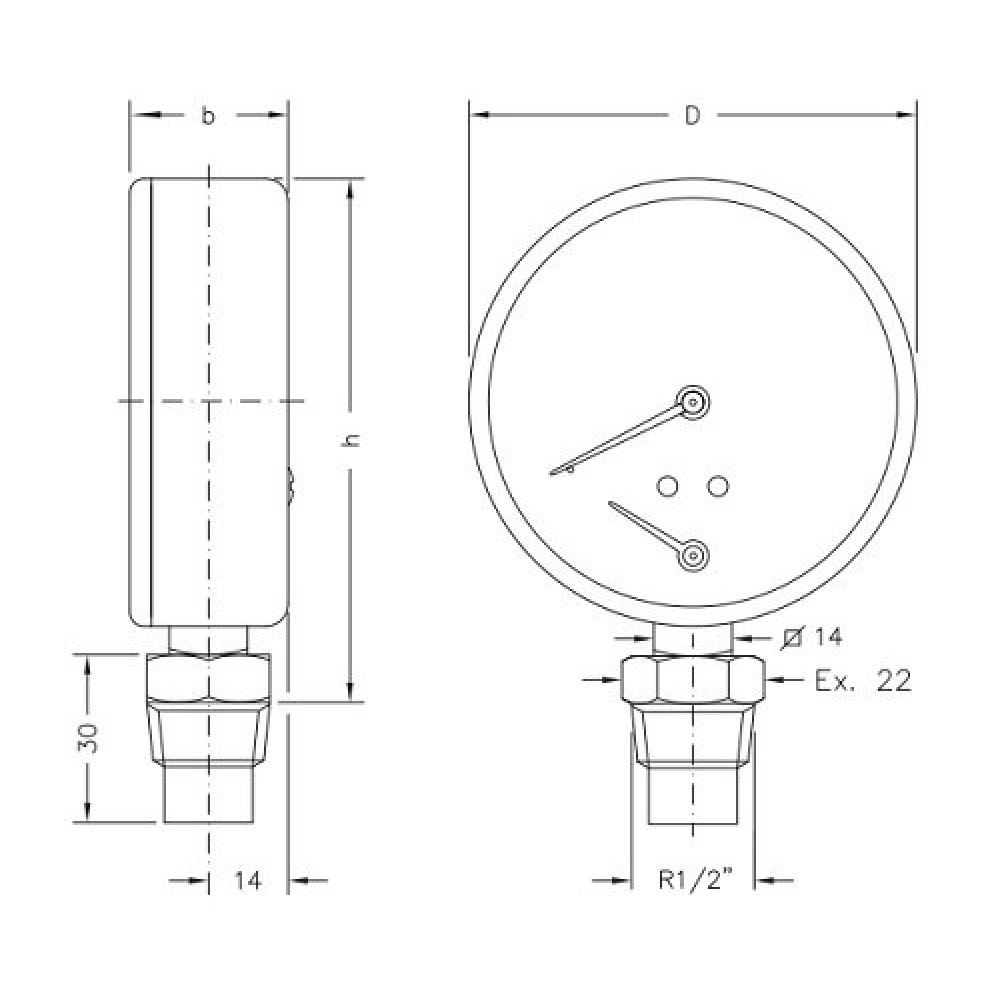 Axial-Thermomanometer mit Ventil von Cewal | Zentralheizung | Zubehör & Accessoires |