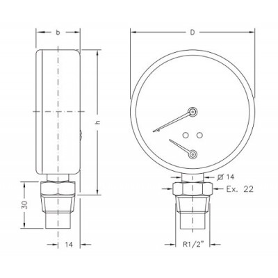 Axial-Thermomanometer mit Ventil von Cewal - Zubehör & Accessoires