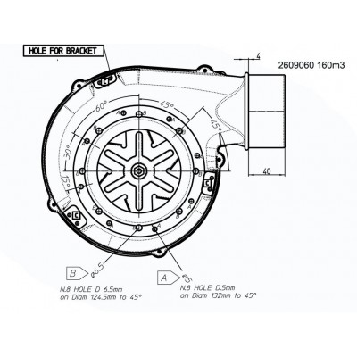 Smoke extractor fan 162m³/h 57W 310Pa - Gebläse und Ventilator Pelletofen
