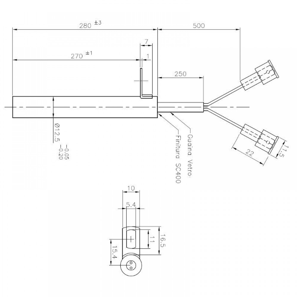 Heizelement für Pelletofen Edilkamin, Gesamtlänge 280mm, 470W | Pelletofen Ersatzteile | Ersatzteile |