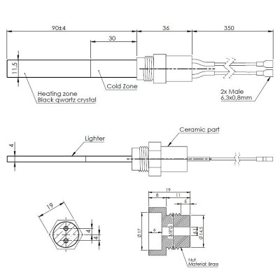 Niedervolt Glühzünder / Zünder für Pelletöfen Gesamtlänge 126mm, 120W to 24V - Glühzünder Pelletofen