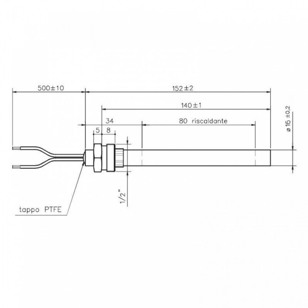 Glühzünder / Zünder für Pelletofen Ecosystem, Gesamtlänge 152mm, 400W | Glühzünder Pelletofen | Pelletofen Ersatzteile |