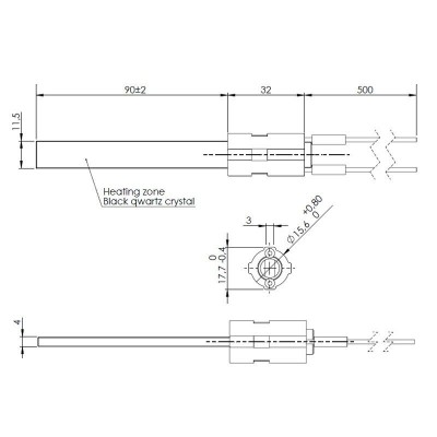 Quarz Glühzünder / Zünder für Pelletofen, Gesamtlänge 122mm, 400W - Ersatzteile
