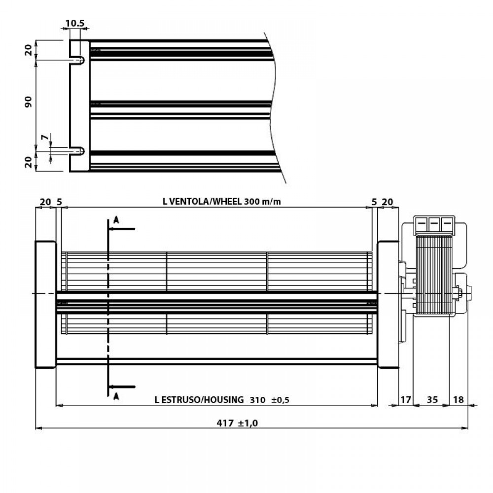 Tangentialventilator für Pelletofen, Ø80 mm, fließen 250 m³/h | Pelletofen Ersatzteile | Ersatzteile |