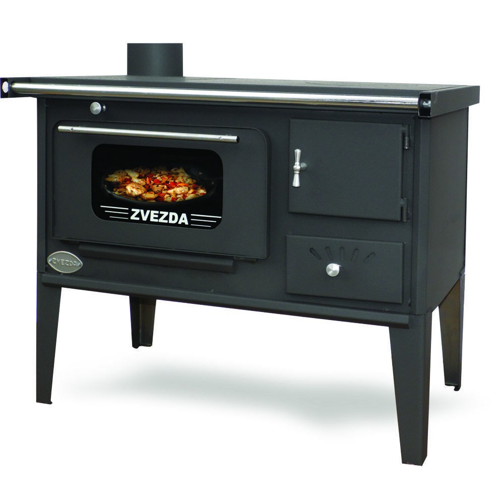 Küchenofen Zvezda, Modell Narodna SP mit Glasfenster, Leistung 6kW, Backofen, Herdplatte | Küchenofen | Holz |