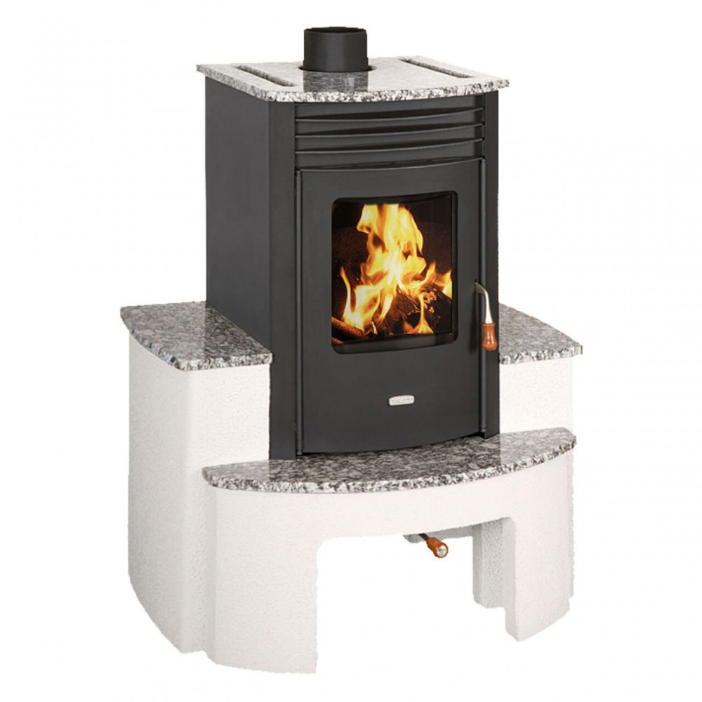 Kaminofen, Holzofen mit Wassermantel Prity SB W10 mit Gehäusestruktur und Granitplatten, 13.3kW | Wasserführender kaminofen | Kaminofen |