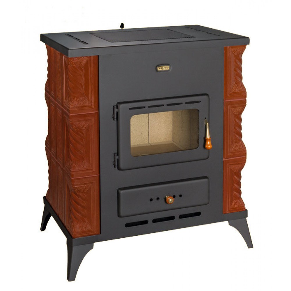 Kaminofen, Holzofen Prity, Modell K2 RK Braun, Leistung 10kW, Keramikverkleidung, Füße | Holzofen | Kaminofen |