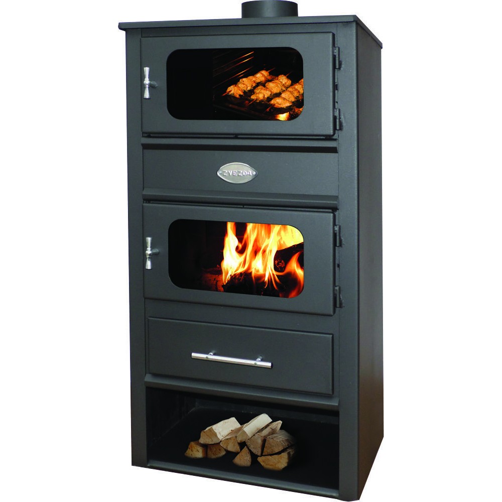 Holzofen mit Wasserkessel und Backofen Zvezda, Modell MF VR 9, Leistung 14kW | Wasserführender kaminofen | Kaminofen |