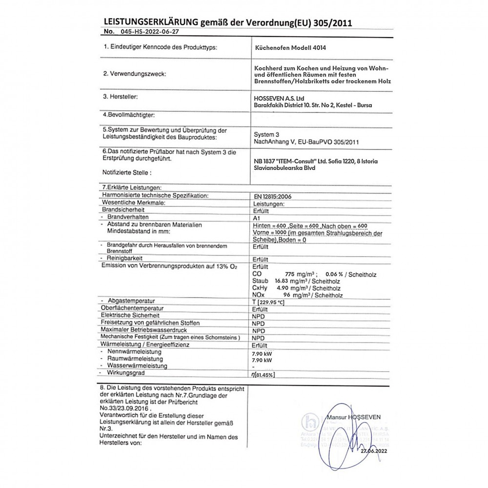 Küchenofen Balkan Energy mit Backofen und Kochplatte, Modell 4014, Leistung 7.9kW | Küchenofen | Holz |