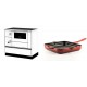 Set Küchenofen / Küchenhexe mit Backofen und Kochplatte Alfa Plam, Modell Alfa 90 H Favorit Weiß Rechts, Leistung 6.4kW + Emaillierte grillpfanne Gusseisen Solagio, Rubin, 28x28cm | Kaminofen - Holzofen mit Backfach | Kaminofen |