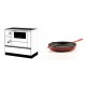 Set Küchenofen / Küchenhexe mit Backofen und Kochplatte Alfa Plam, Modell Alfa 90 H Favorit Weiß Rechts, Leistung 6.4kW + Emaillierte grillpfanne Gusseisen Solagio, Rubin, Ф24cm | Kaminofen - Holzofen mit Backfach | Kaminofen |