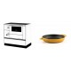 Set Küchenofen / Küchenhexe mit Backofen und Kochplatte Alfa Plam, Modell Alfa 90 H Favorit Weiß Rechts, Leistung 6.4kW + Emaillierte gusseisenpfanne mit zwei Griffen Solagio, Dijon, Ф16cm | Kaminofen - Holzofen mit Backfach | Kaminofen |