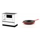 Set Küchenofen / Küchenhexe mit Backofen und Kochplatte Alfa Plam, Modell Alfa 90 H Favorit Weiß Rechts, Leistung 6.4kW + Emaillierte Gusseisenpfanne Solagio, Rubin, Ф24cm | Kaminofen - Holzofen mit Backfach | Kaminofen |