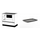 Set Küchenofen / Küchenhexe mit Backofen und Kochplatte Alfa Plam, Modell Alfa 90 H Favorit Weiß Rechts, Leistung 6.4kW + Rechteckige Servierplatte aus Gusseisen Solagio, 21x31cm | Kaminofen - Holzofen mit Backfach | Kaminofen |