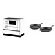 Set Küchenofen / Küchenhexe mit Backofen und Kochplatte Alfa Plam, Modell Alfa 90 H Favorit Weiß Rechts, Leistung 6.4kW + Gusseisen Topf Set aus 2 teilen Solagio, Black Onyx | Kaminofen - Holzofen mit Backfach | Kaminofen |