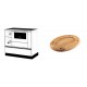 Set Küchenofen / Küchenhexe mit Backofen und Kochplatte Alfa Plam, Modell Alfa 90 H Favorit Weiß Rechts, Leistung 6.4kW + Holz untersetzer für ovale platte Solagio HSOISK2533, 25x33cm | Kaminofen - Holzofen mit Backfach | Kaminofen |