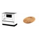 Set Küchenofen / Küchenhexe mit Backofen und Kochplatte Alfa Plam, Modell Alfa 90 H Favorit Weiß Rechts, Leistung 6.4kW + Holz untersetzer für ovale platte Solagio HSOISK1728, 17x28cm | Kaminofen - Holzofen mit Backfach | Kaminofen |
