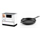 Set Küchenofen mit Backofen und Kochplatte Alfa Plam, Modell Dominant 90H Weiß, Leistung 6.5kW + Emaillierte grillpfanne Gusseisen Solagio, Black Onyx, Ф28cm | Kaminofen - Holzofen mit Backfach | Kaminofen |