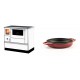Set Küchenofen mit Backofen und Kochplatte Alfa Plam, Modell Dominant 90H Weiß, Leistung 6.5kW + Emaillierte gusseisenpfanne mit zwei Griffen Solagio, Rubin, Ф19cm | Kaminofen - Holzofen mit Backfach | Kaminofen |