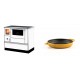 Set Küchenofen mit Backofen und Kochplatte Alfa Plam, Modell Dominant 90H Weiß, Leistung 6.5kW + Emaillierte gusseisenpfanne mit zwei Griffen Solagio, Dijon, Ф16cm | Kaminofen - Holzofen mit Backfach | Kaminofen |