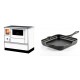 Set Küchenofen mit Backofen und Kochplatte Alfa Plam, Modell Dominant 90H Weiß, Leistung 6.5kW + Emaillierte Gusseisenpfanne Solagio, Black Onyx, 28x28cm | Kaminofen - Holzofen mit Backfach | Kaminofen |