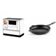 Set Küchenofen mit Backofen und Kochplatte Alfa Plam, Modell Dominant 90H Weiß, Leistung 6.5kW + Emaillierte Gusseisenpfanne Solagio, Black Onyx, Ф28cm | Kaminofen - Holzofen mit Backfach | Kaminofen |