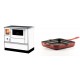 Set Küchenofen mit Backofen und Kochplatte Alfa Plam, Modell Dominant 90H Weiß, Leistung 6.5kW + Emaillierte Gusseisenpfanne Solagio, Rubin, 28x28cm | Kaminofen - Holzofen mit Backfach | Kaminofen |