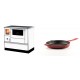 Set Küchenofen mit Backofen und Kochplatte Alfa Plam, Modell Dominant 90H Weiß, Leistung 6.5kW + Emaillierte Gusseisenpfanne Solagio, Rubin, Ф24cm | Kaminofen - Holzofen mit Backfach | Kaminofen |