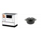 Set Küchenofen mit Backofen und Kochplatte Alfa Plam, Modell Dominant 90H Weiß, Leistung 6.5kW + Gusseisen Topf Tiefer Solagio, Black Onyx, Ф12 | Kaminofen - Holzofen mit Backfach | Kaminofen |