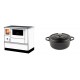 Set Küchenofen mit Backofen und Kochplatte Alfa Plam, Modell Dominant 90H Weiß, Leistung 6.5kW + Gusseisen Topf Tiefer Solagio, Black Onyx, Ф20 | Kaminofen - Holzofen mit Backfach | Kaminofen |