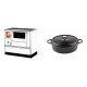Set Küchenofen mit Backofen und Kochplatte Alfa Plam, Modell Dominant 90H Weiß, Leistung 6.5kW + Gusseisen Topf Flach Solagio, Black Onyx, Ф26 | Kaminofen - Holzofen mit Backfach | Kaminofen |