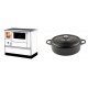 Set Küchenofen mit Backofen und Kochplatte Alfa Plam, Modell Dominant 90H Weiß, Leistung 6.5kW + Gusseisen Topf Flach Solagio, Black Onyx, Ф28 | Kaminofen - Holzofen mit Backfach | Kaminofen |
