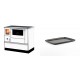 Set Küchenofen mit Backofen und Kochplatte Alfa Plam, Modell Dominant 90H Weiß, Leistung 6.5kW + Rechteckige Servierplatte aus Gusseisen Solagio, 21x31cm | Kaminofen - Holzofen mit Backfach | Kaminofen |