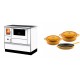 Set Küchenofen mit Backofen und Kochplatte Alfa Plam, Modell Dominant 90H Weiß, Leistung 6.5kW + Gusseisen Topf Set aus 3 teilen Solagio, Dijon | Kaminofen - Holzofen mit Backfach | Kaminofen |