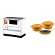 Set Küchenofen mit Backofen und Kochplatte Alfa Plam, Modell Dominant 90H Weiß, Leistung 6.5kW + Gusseisen Topf Set aus 3 teilen Solagio, Dijon | Kaminofen - Holzofen mit Backfach | Kaminofen |