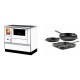 Set Küchenofen mit Backofen und Kochplatte Alfa Plam, Modell Dominant 90H Weiß, Leistung 6.5kW + Gusseisen Topf Set aus 3 teilen Solagio, Black Onyx | Kaminofen - Holzofen mit Backfach | Kaminofen |
