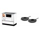 Set Küchenofen mit Backofen und Kochplatte Alfa Plam, Modell Dominant 90H Weiß, Leistung 6.5kW + Gusseisen Topf Set aus 2 teilen Solagio, Black Onyx | Kaminofen - Holzofen mit Backfach | Kaminofen |