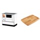 Set Küchenofen mit Backofen und Kochplatte Alfa Plam, Modell Dominant 90H Weiß, Leistung 6.5kW + Holz untersetzer für gusseisenplatte Solagio HSST2131 | Kaminofen - Holzofen mit Backfach | Kaminofen |