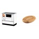 Set Küchenofen mit Backofen und Kochplatte Alfa Plam, Modell Dominant 90H Weiß, Leistung 6.5kW + Holz untersetzer für ovale platte Solagio HSOISK2533, 25x33cm | Kaminofen - Holzofen mit Backfach | Kaminofen |